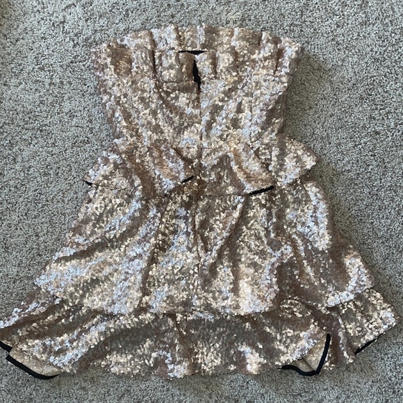 HOUSE OF HARLOW 1960 x REVOLVE metallic sequin rose gold dress size small - Picture 7 of 10